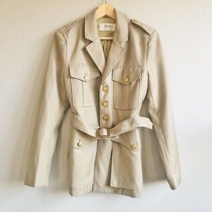 Sale CELINE FITTED MILITARY SAFARI JACKET IN DIAGONAL WOOL size S